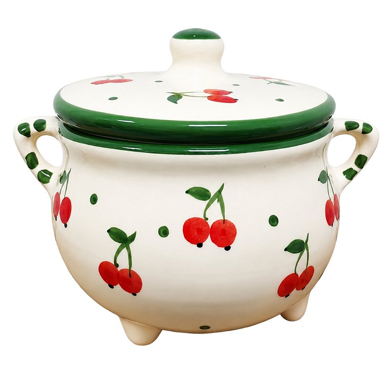 Kit jogo Cozinha Cerâmica Cereja Verde