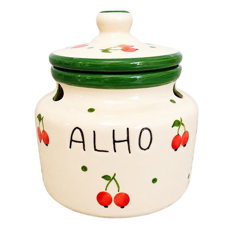 Kit jogo Cozinha Cerâmica Cereja Verde