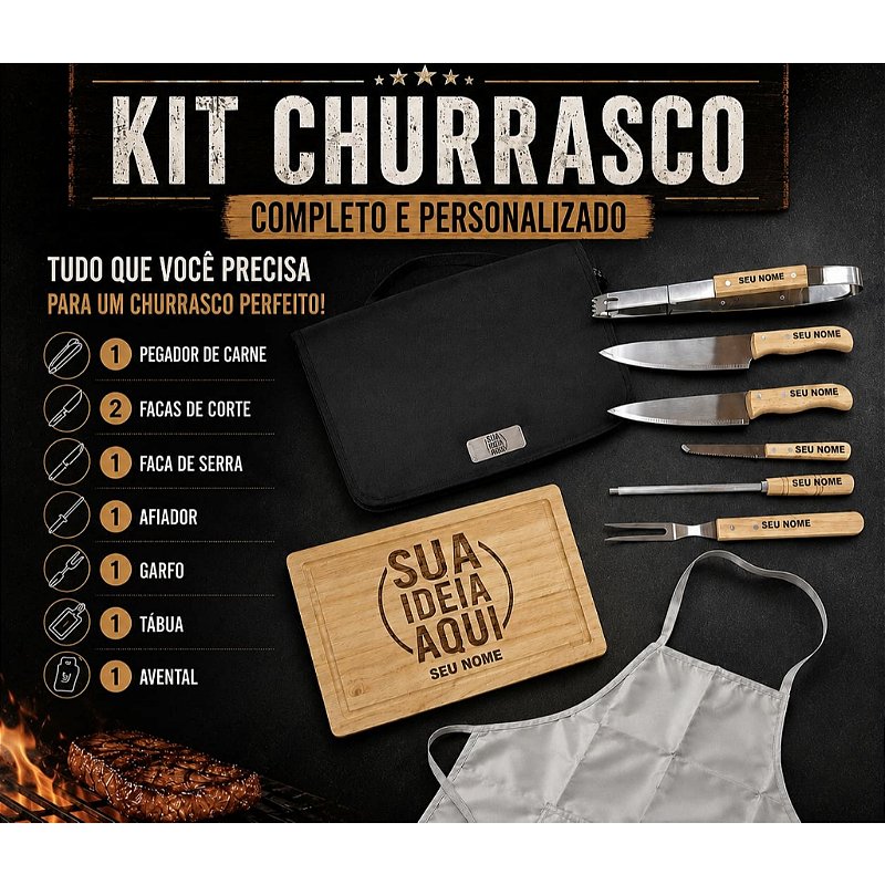 Kit Churrasco Com 9 peças