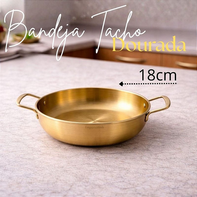 Bandeja Dourado de Aço inox Travessa Multiuso