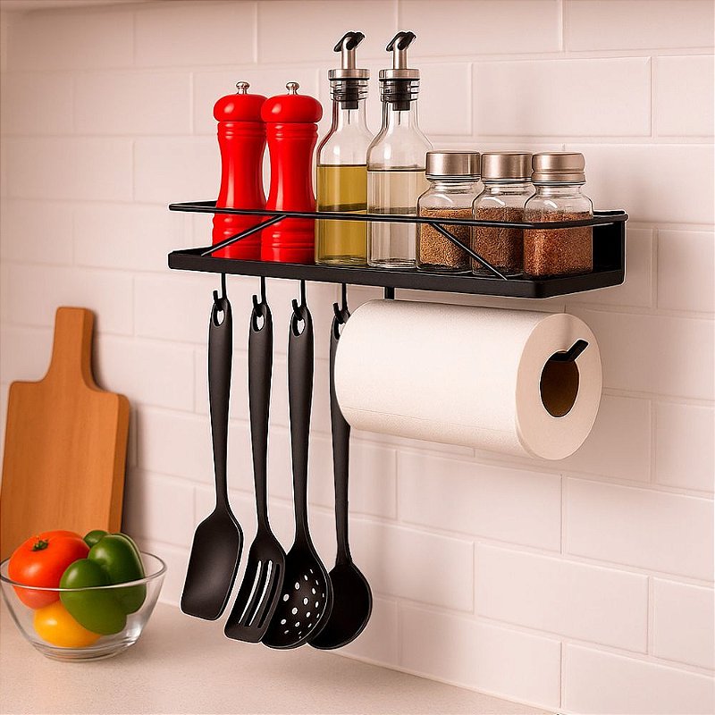 Suporte de Cozinha com Ganchos