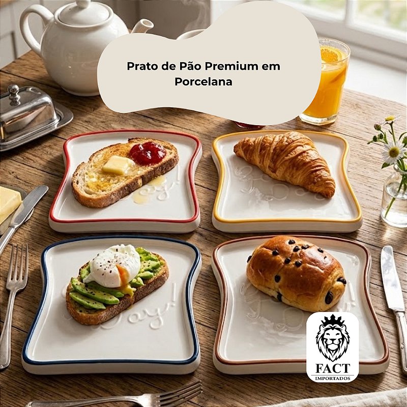 Prato em Formato de Pão de Porcelana