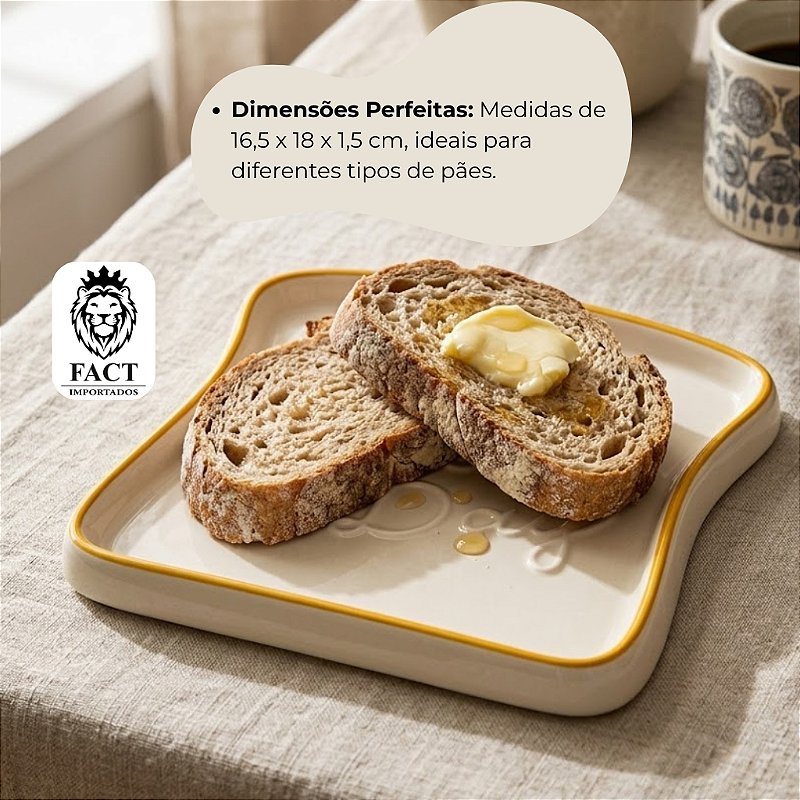Prato em Formato de Pão de Porcelana