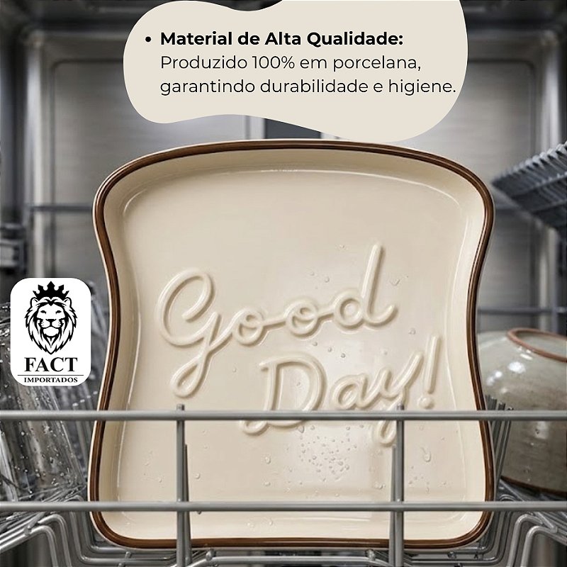 Prato em Formato de Pão de Porcelana