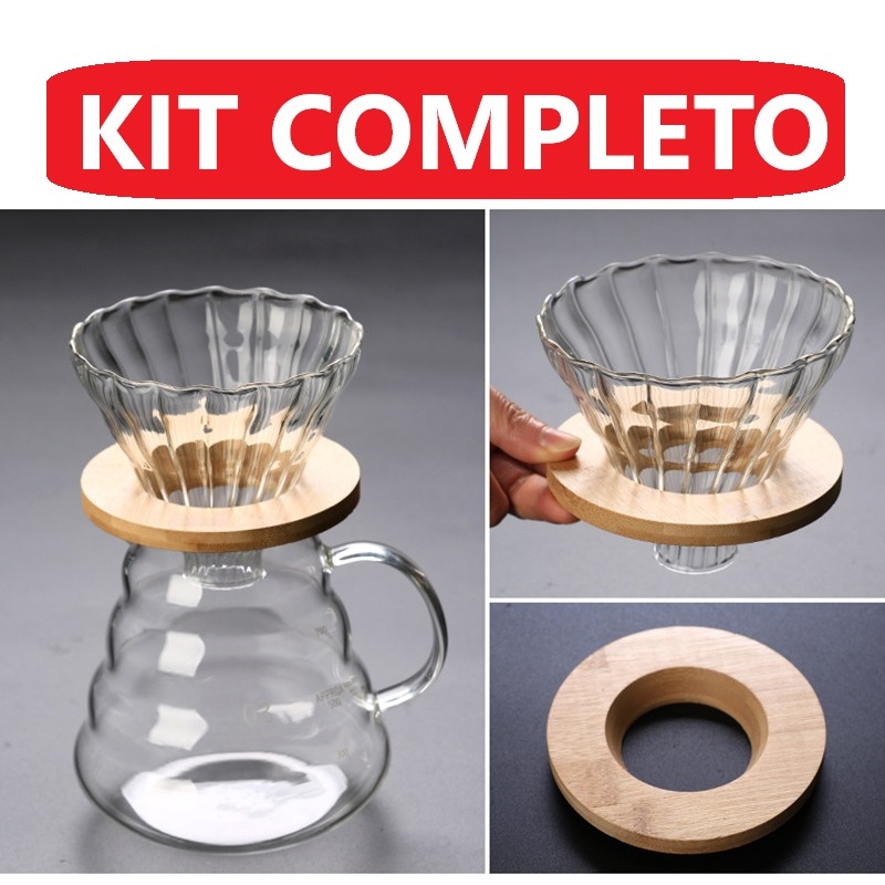 Cafeteira de Vidro Borrossilicato Com Tampa e Filtro 600ml