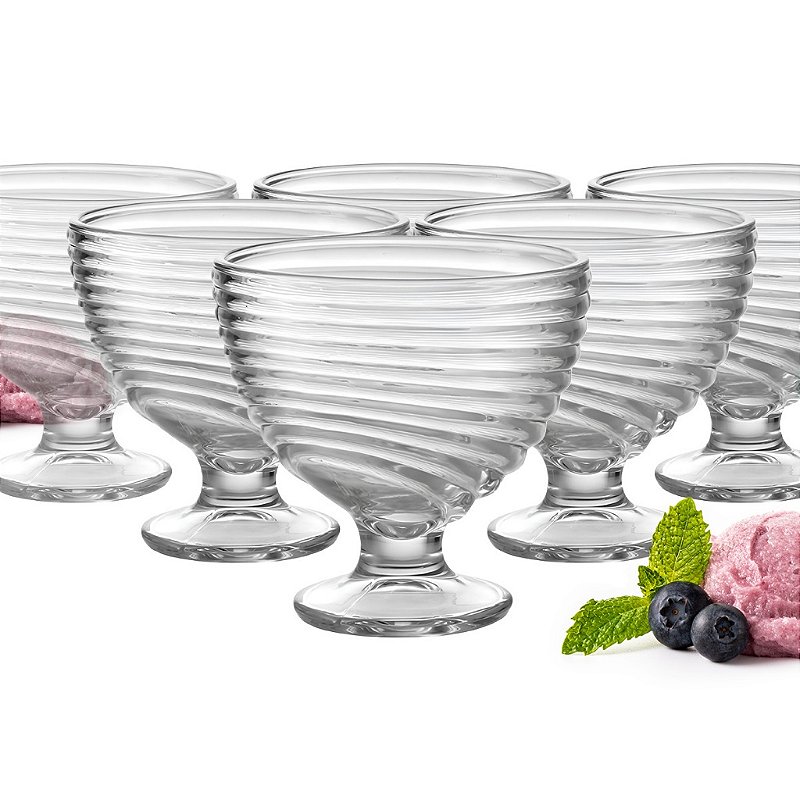 Conjunto de Taças de Vidros Lapidados 230ml Para Sobremesa