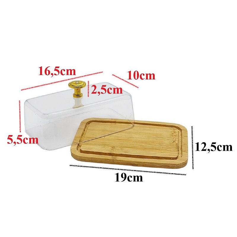 Boleiro Porta Bolo Base Bambú Acrílico & Pegador Dourado