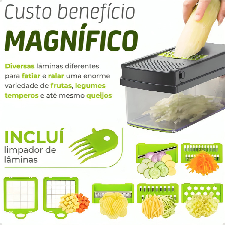 " Fatiador Cortador Ralador de Legumes Multiuso & Elegância para Cozinha... De Slicer Aço Inox 14 x 1 _ Verduras frutas"