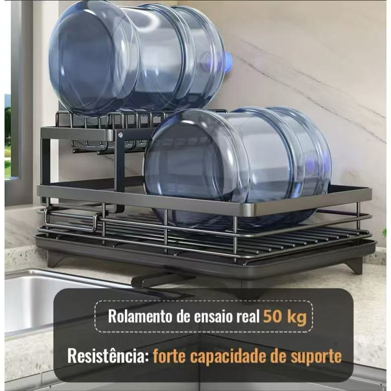" Escorredor de Louça Rack De Cozinha 2 Andares Preto haosin"