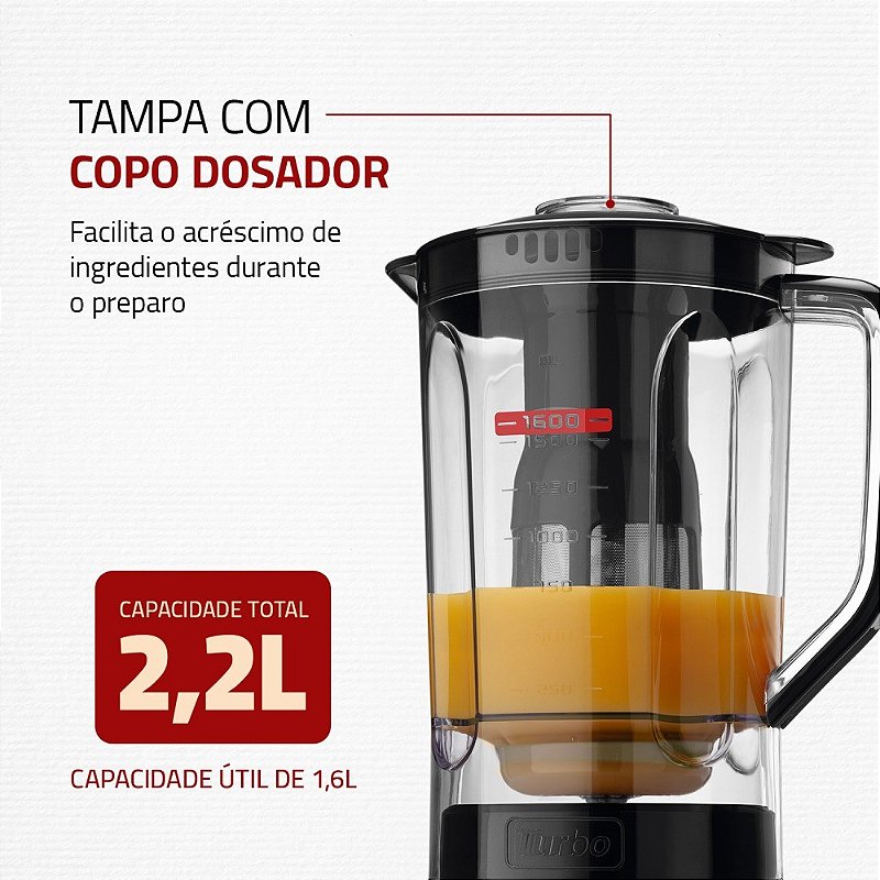" Liquidificador 3 velocidades Turbo Power preto - L-99FB - Mondial"