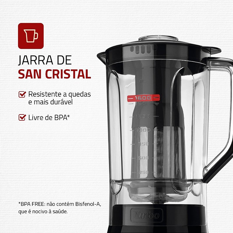 " Liquidificador 3 velocidades Turbo Power preto - L-99FB - Mondial"