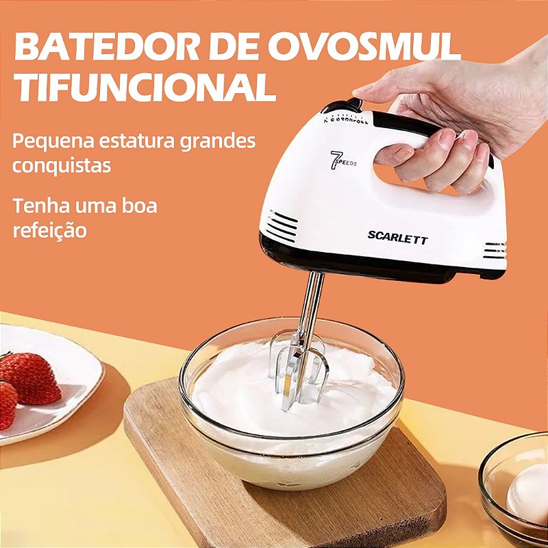 "Batedeira De Mão Elétrica Bolo Chantilly 7 Velocidades 260W Batedeira Massa Bolo Ovos 110V"