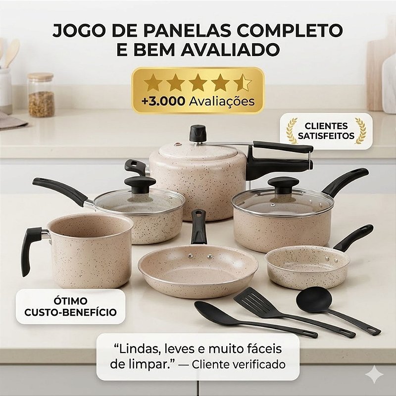 "Jogo De 9 Panelas Antiaderente Teflon Com Panela Pressão 2l"