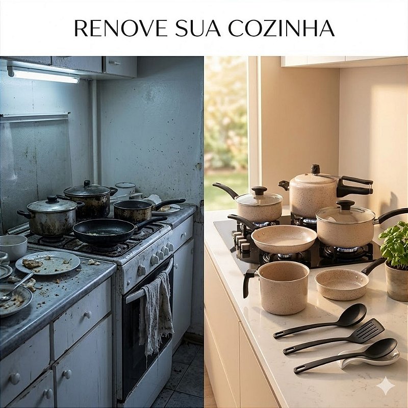 "Jogo De 9 Panelas Antiaderente Teflon Com Panela Pressão 2l"