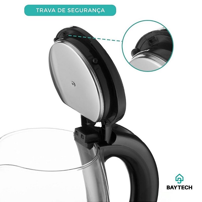 "Chaleira Elétrica Vidro 2L 1400W Rotação 360° Fervedor Água Jarra Elétrica 127V / 220V INMETRO"