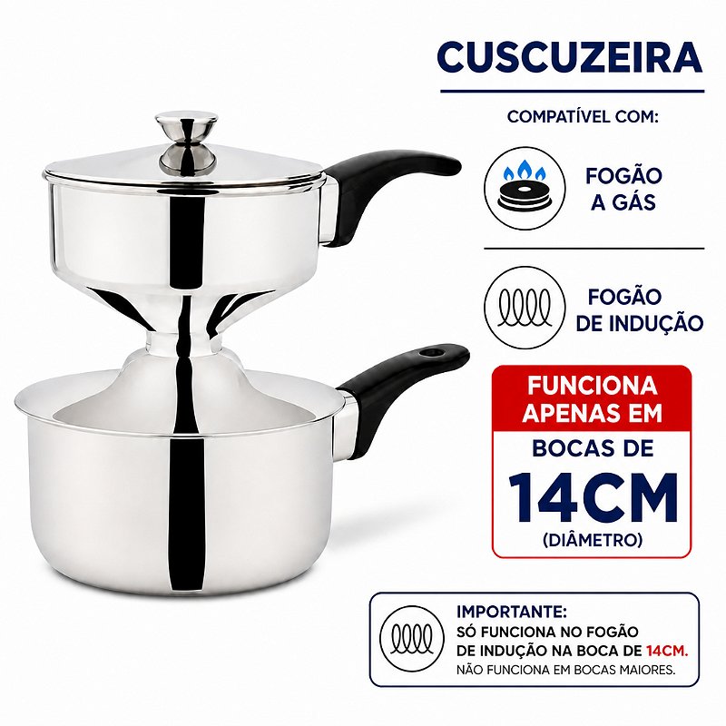 "Mini Cuscuzeira Individual Aço Inox Premium Importado"