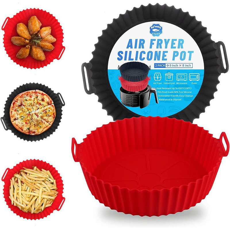 "KIT 1 a 3 Forma De Silicone Para Air Fryer Forno Fritadeira Assadeira Reutilizável Antiaderente"