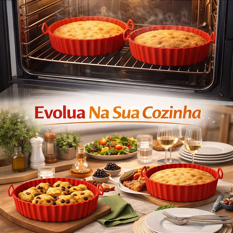 "Kit 6 Forma de Silicone para Fritadeira Air Fryer com Alça Antiaderente Cozinha"