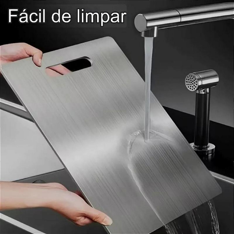 "Tábua De Corte De Titânio Inox Cozinha Taboa Churrasco Carne Lisa Titânio Aço Inoxidável"