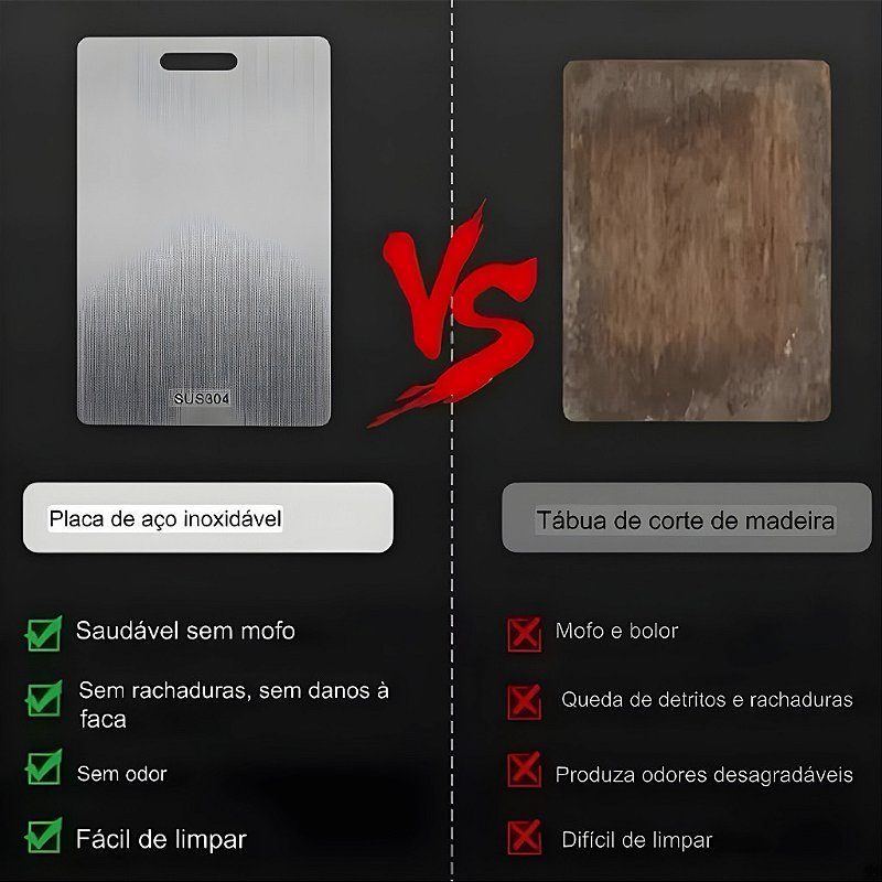 "Tábua De Corte De Titânio Inox Cozinha Taboa Churrasco Carne Lisa Titânio Aço Inoxidável"