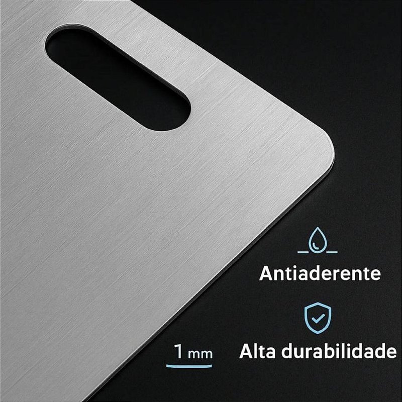 "Tábua De Corte De Titânio Inox Cozinha Taboa Churrasco Carne Lisa Titânio Aço Inoxidável"
