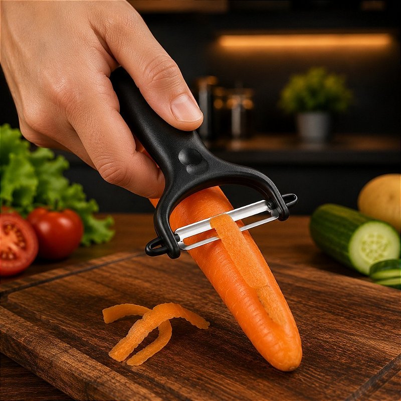 "Jogo de Facas 7 Peças Inox com Afiador 3 Estágios Tesoura Descascador Cozinha Churrasco"