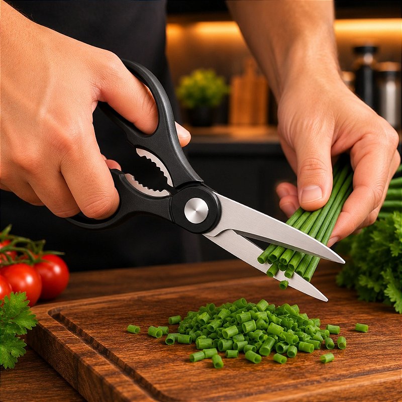 "Jogo de Facas 7 Peças Inox com Afiador 3 Estágios Tesoura Descascador Cozinha Churrasco"
