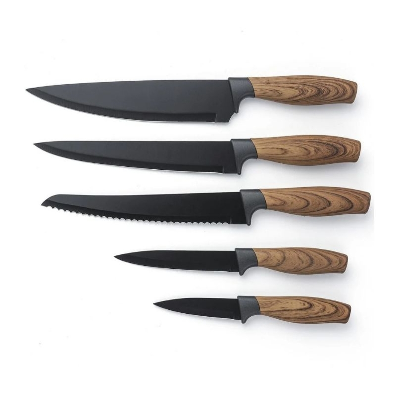 "Jogo de Facas 7 Peças Aço Inox com Cepo e Tesoura Cozinha Kit Completo Faqueiro Bancada Gourmet"