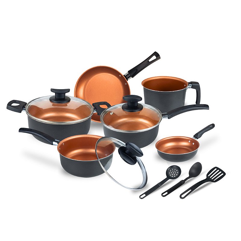 Jogo Panela Caçarola Conjunto Kit 9 Pçs Antiaderente Tampa Vidro Teflon