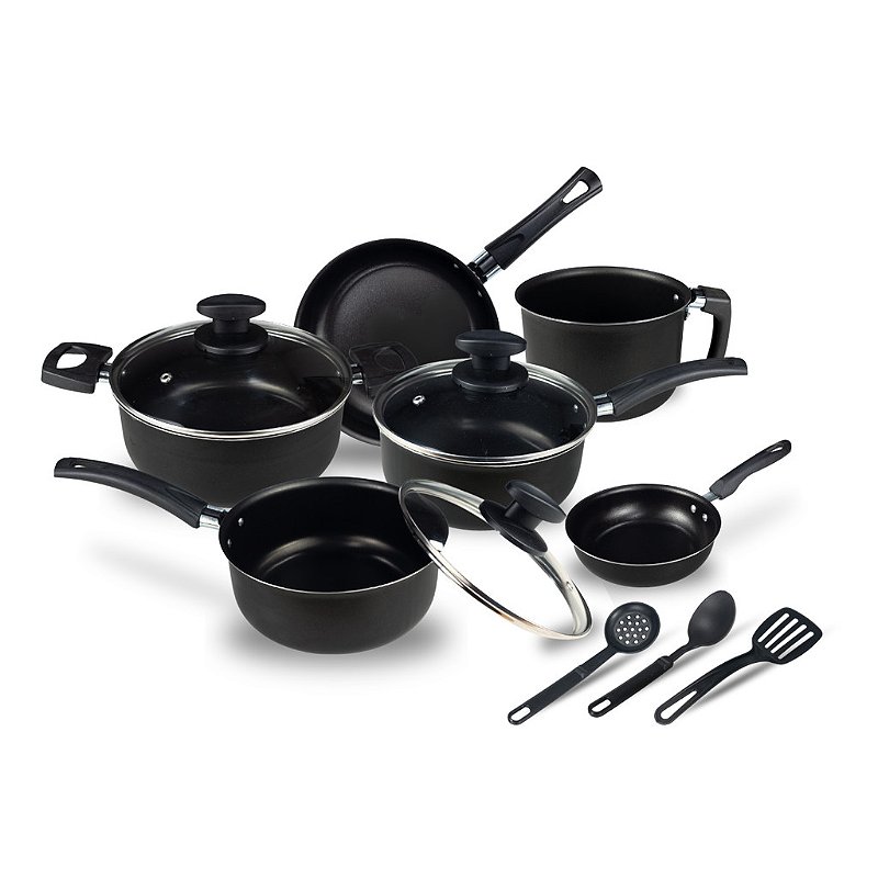 Jogo Panela Caçarola Conjunto Kit 9 Pçs Antiaderente Tampa Vidro Teflon
