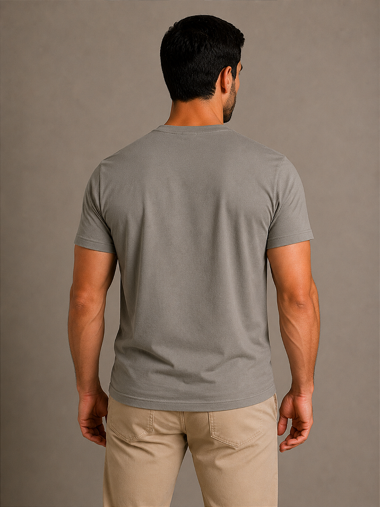Camiseta Cinza Chumbo de Algodão Egípcio