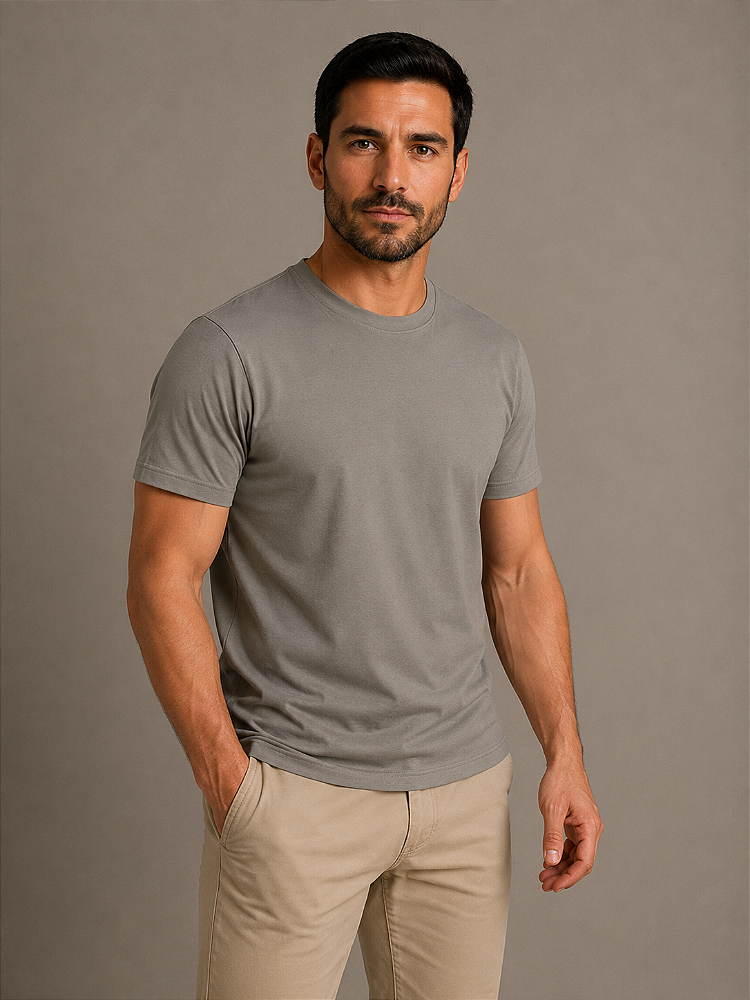 Camiseta Cinza Chumbo de Algodão Egípcio