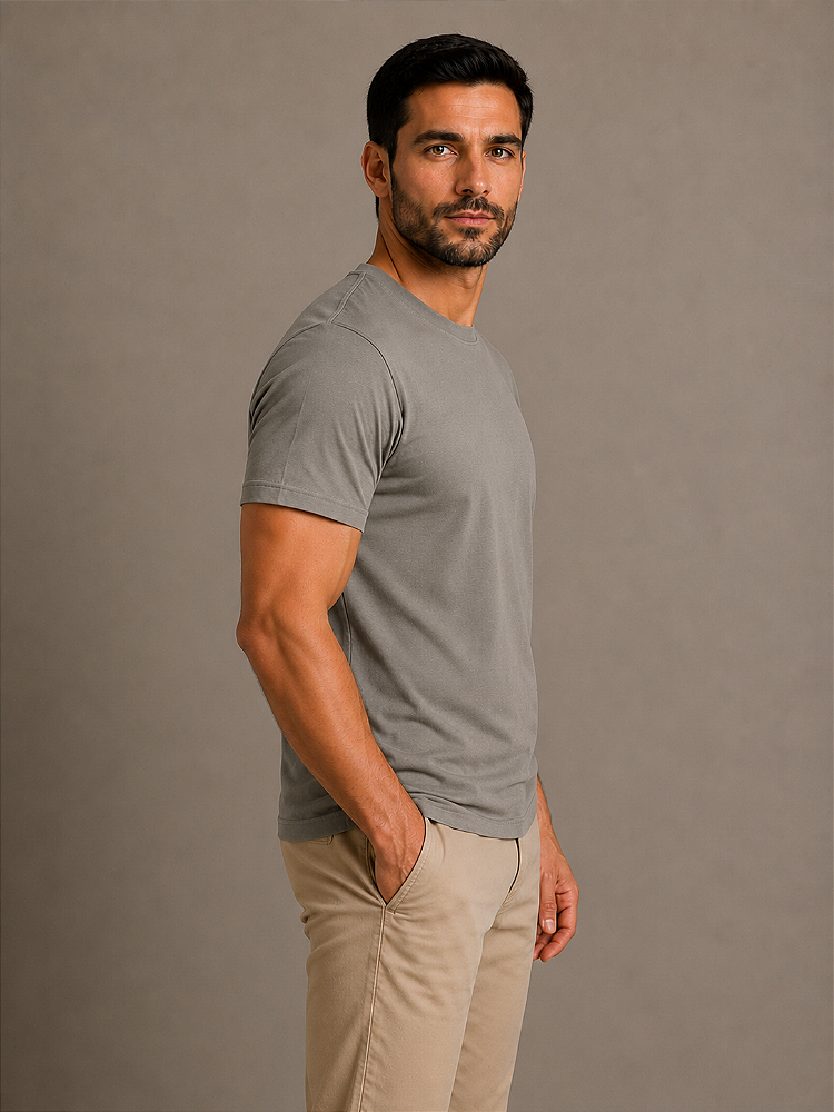 Camiseta Cinza Chumbo de Algodão Egípcio