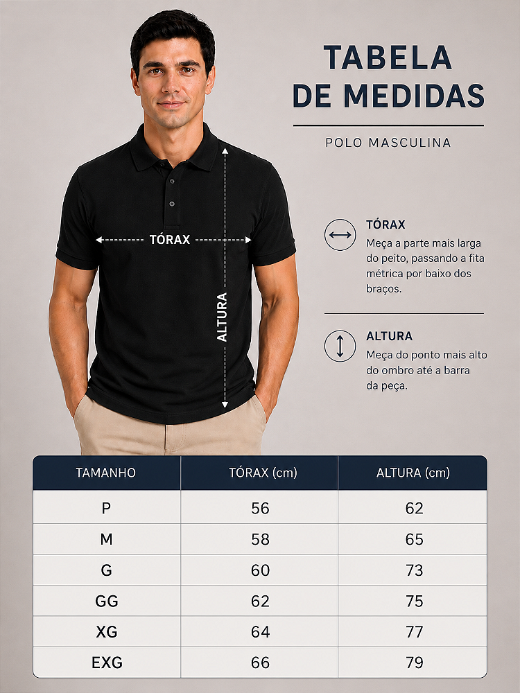 Polo Algodão com Elastano Preta Confortável