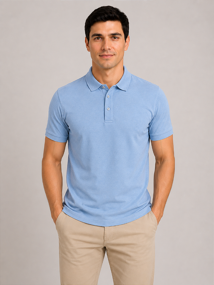 Polo Algodão com Elastano Azul Confortável