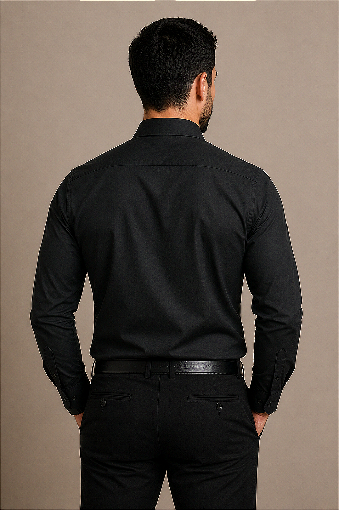 Camisa Social, Masculina, Preta