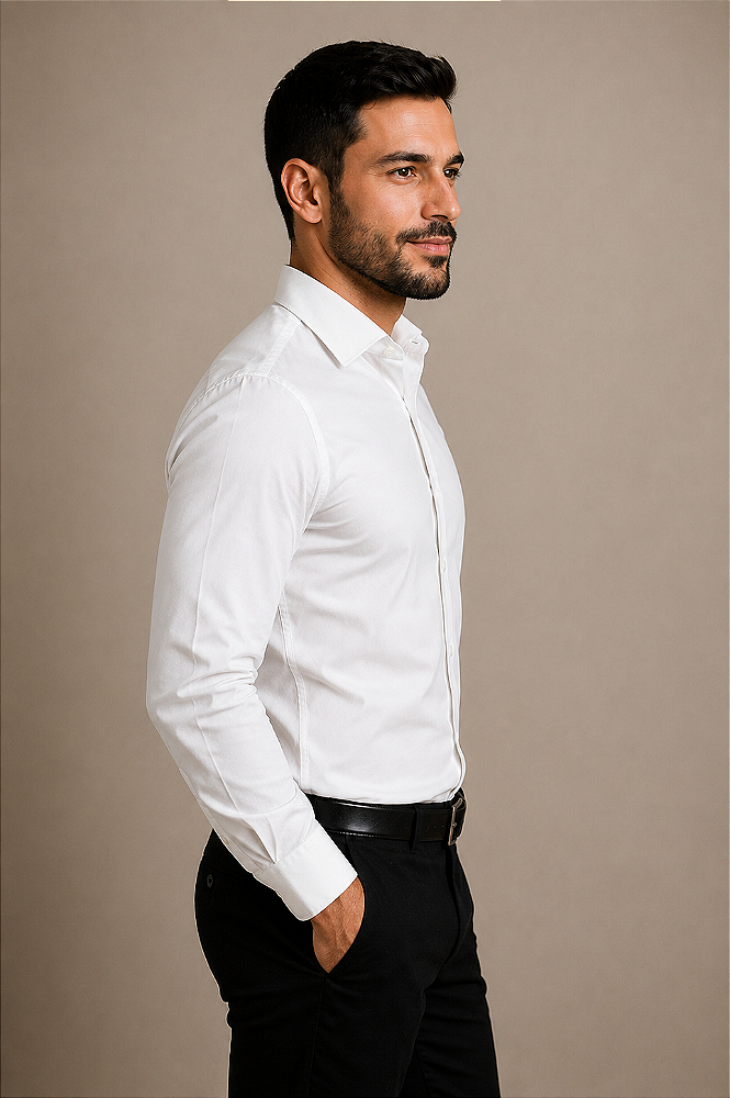 Camisa Social, Masculina, Branca