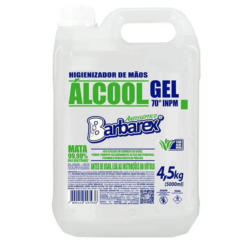 Álcool em Gel 70° Higi p/ Mãos Barbarex 5L