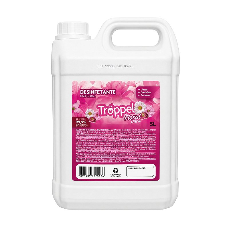Desinfetante Perfumado Floral Troppel 5L