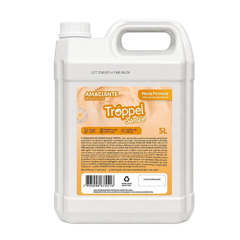 Amaciante p/ Roupas Troppel Suave 5L