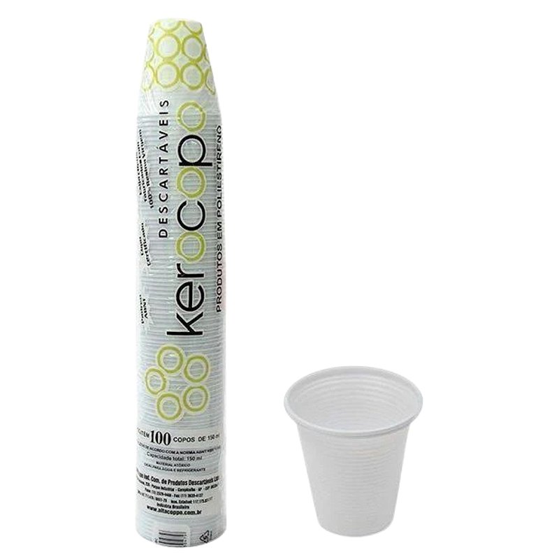 Copo Descartável Kerocopo PS Branco 150ml c/100un