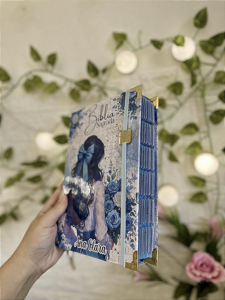 Bíblia Média ARC - Letra Média Capa Menina Azul de Costa