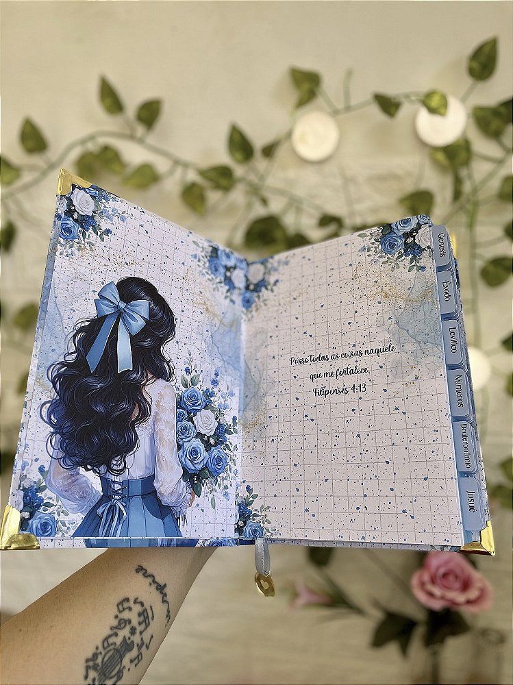 Bíblia Média ARC - Letra Média Capa Menina Azul de Costa