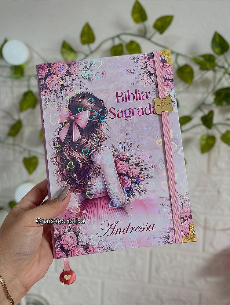 Bíblia Média ARC - Letra Média - Menina Laço Rosa