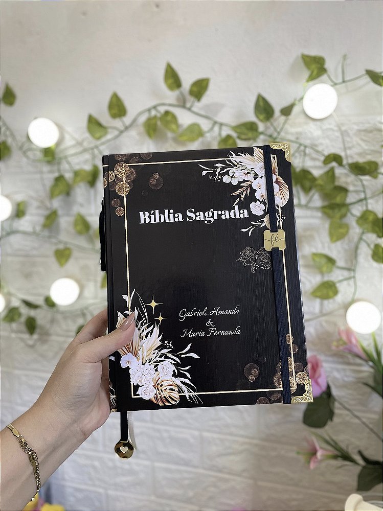 Bíblia Letra Jumbo - ARC - Capa preta com flores