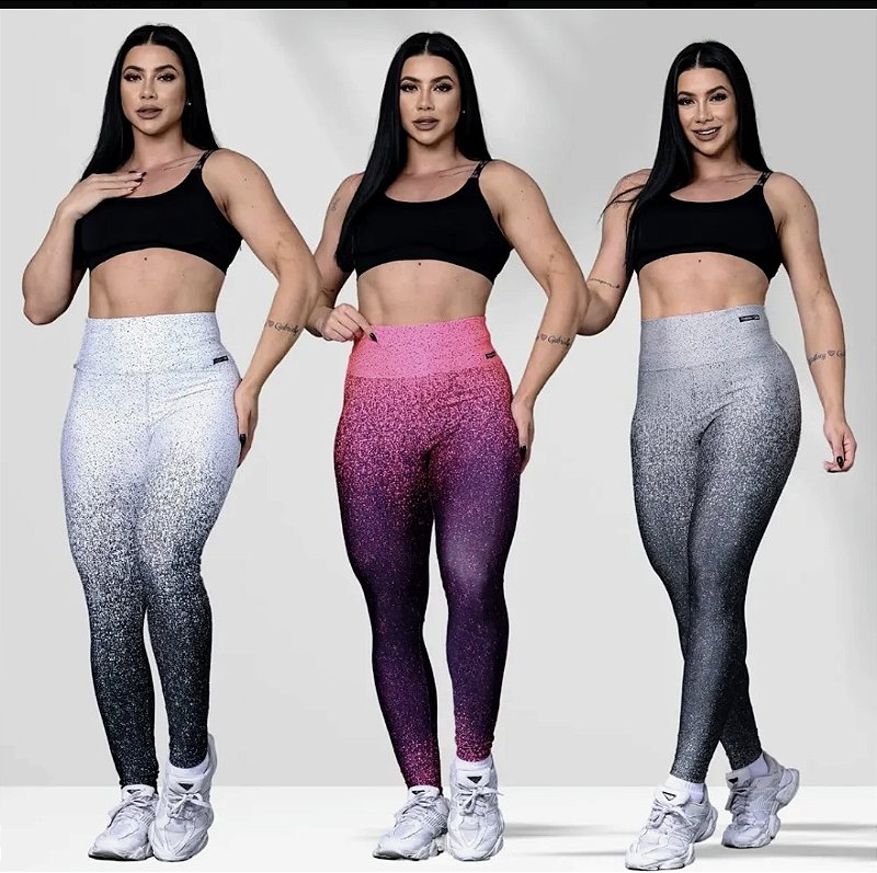 Calça Legging Suplex Premium Degrade Cós Alto