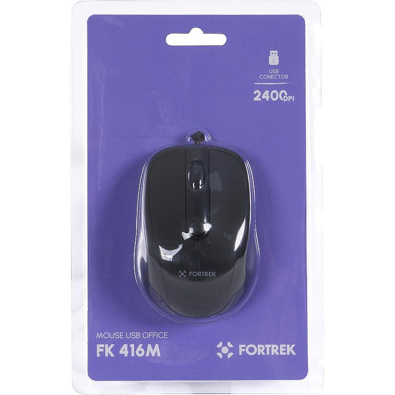 Mouse Fortrek OM103BK USB 2400 DPI Preto