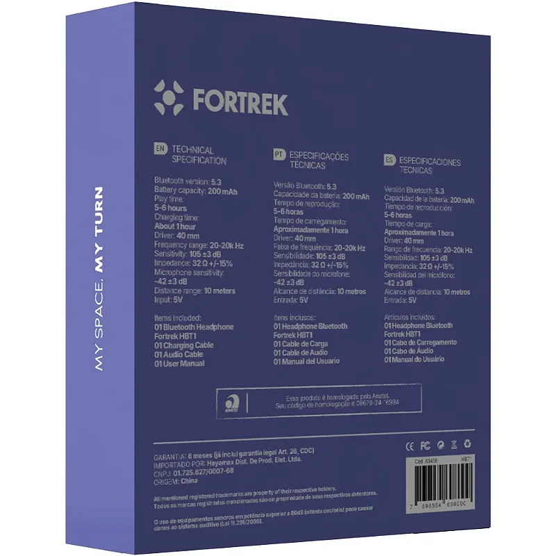 Headphone Bluetooth Fortrek Sem Fio HBT1