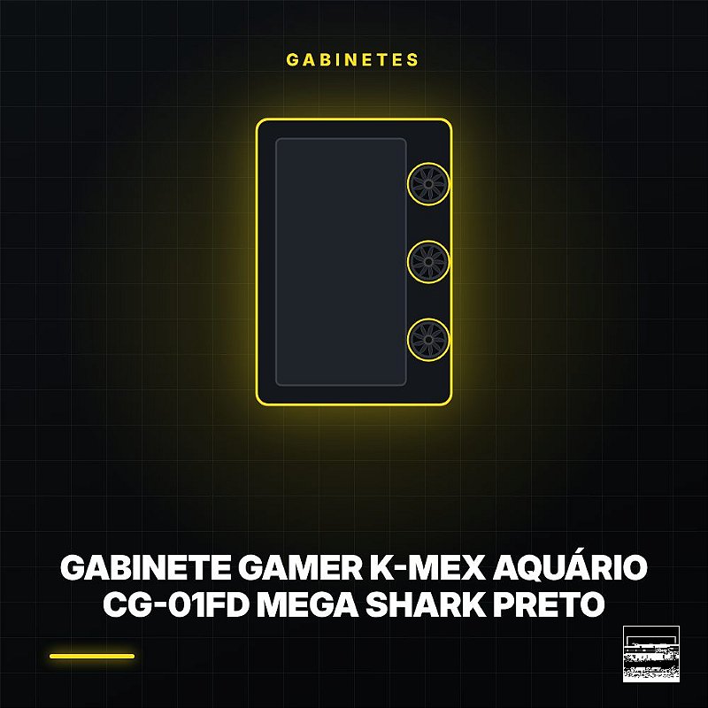 Gabinete Gamer K-Mex Aquário CG-01FD Mega Shark Preto