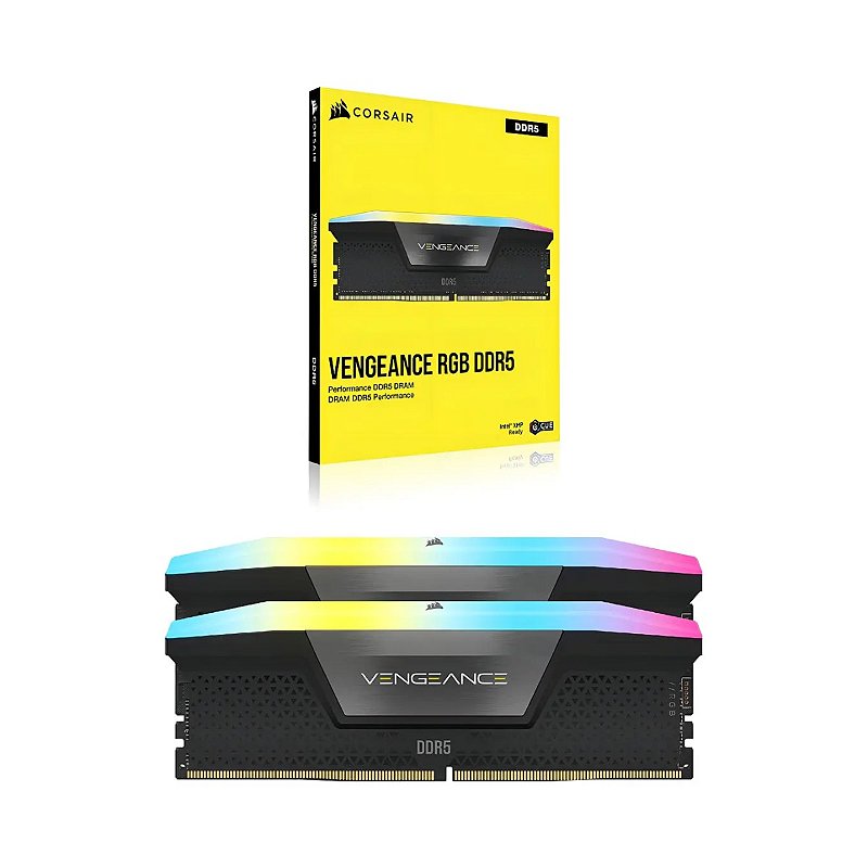 Memória Corsair Vengeance RGB 32GB (2x16GB) DDR5 6200MHz CL36 Preta